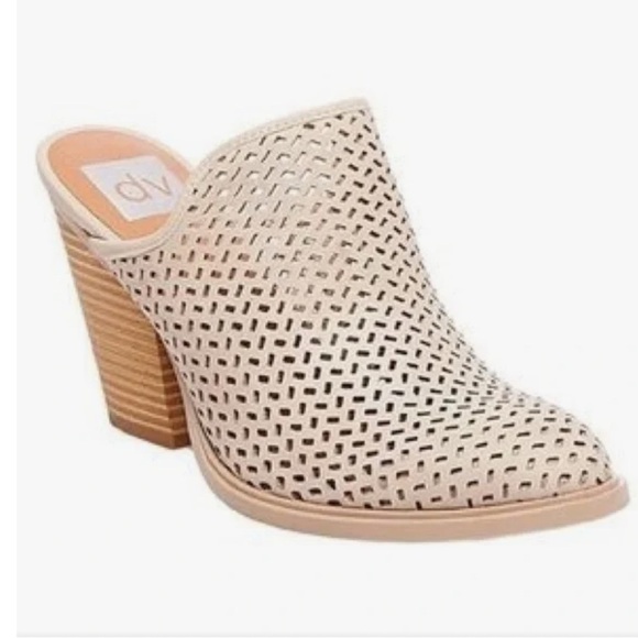 Dolce Vita Heeled Laser Cut Tan Mule 10 - Picture 1 of 7